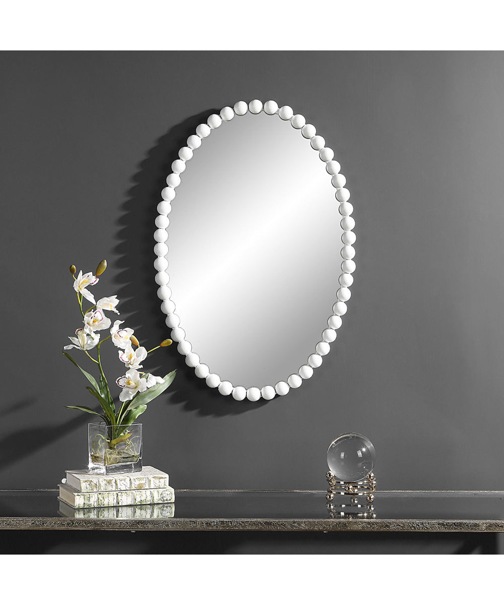 Serna White Oval Mirror