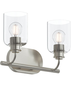 Reines 2-Light Bath Vanity with Clear Glass Shades Brushed Nickel