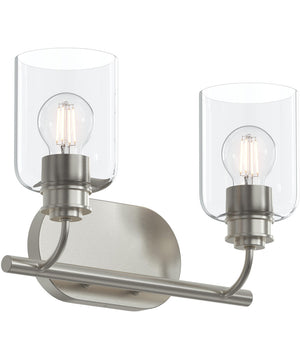 Reines 2-Light Bath Vanity with Clear Glass Shades Brushed Nickel