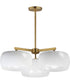 Glazed 3-Light Chandelier White/Natural Aged Brass