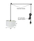 16"W 1 Light Swag Plug-In Pendant  White Linen Drum Shade Black Cord