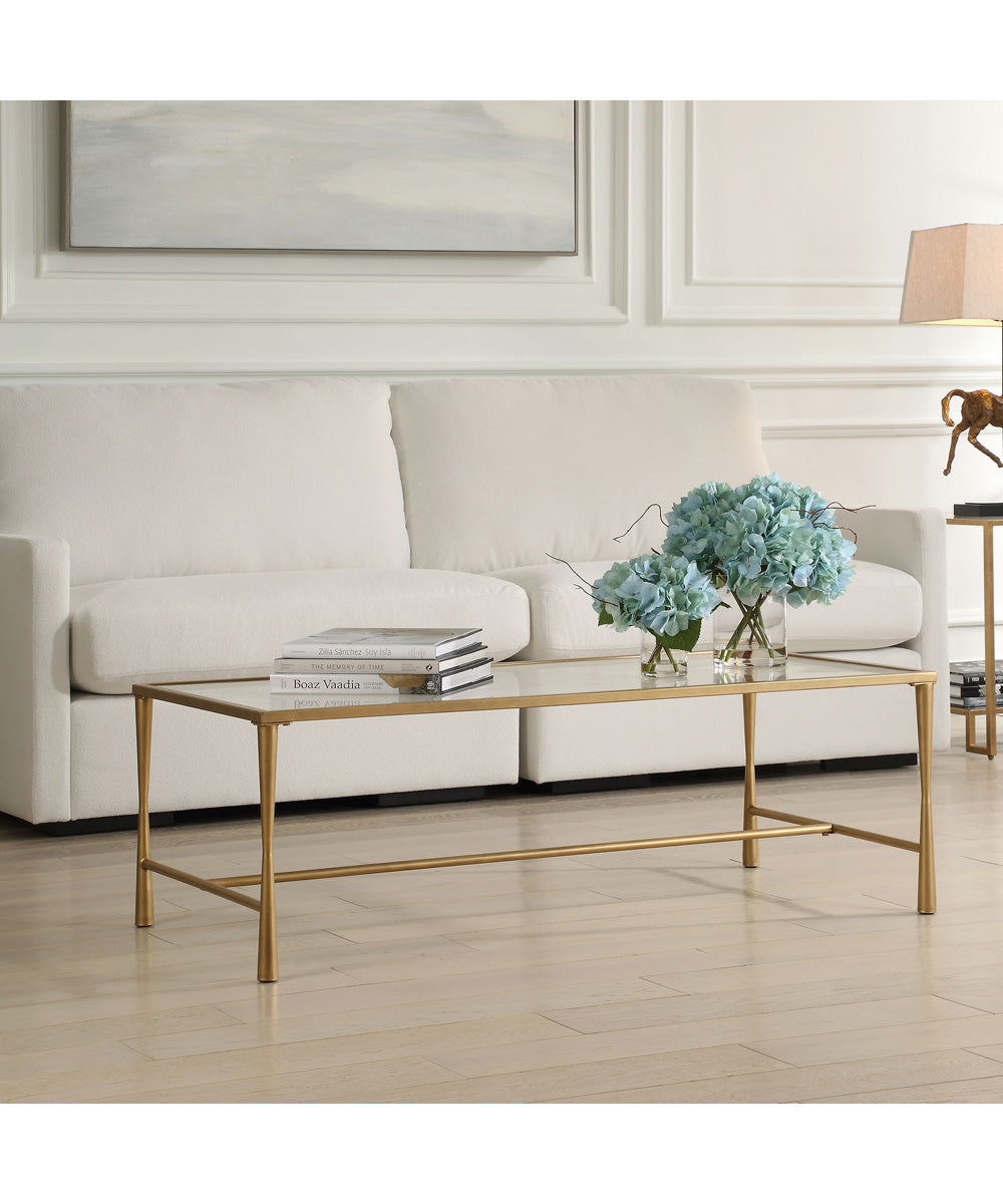Accent Furniture with Tempered Glass Top Antique Gold