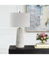 Distressed Ceramic Tapered Table Lamp with White Linen