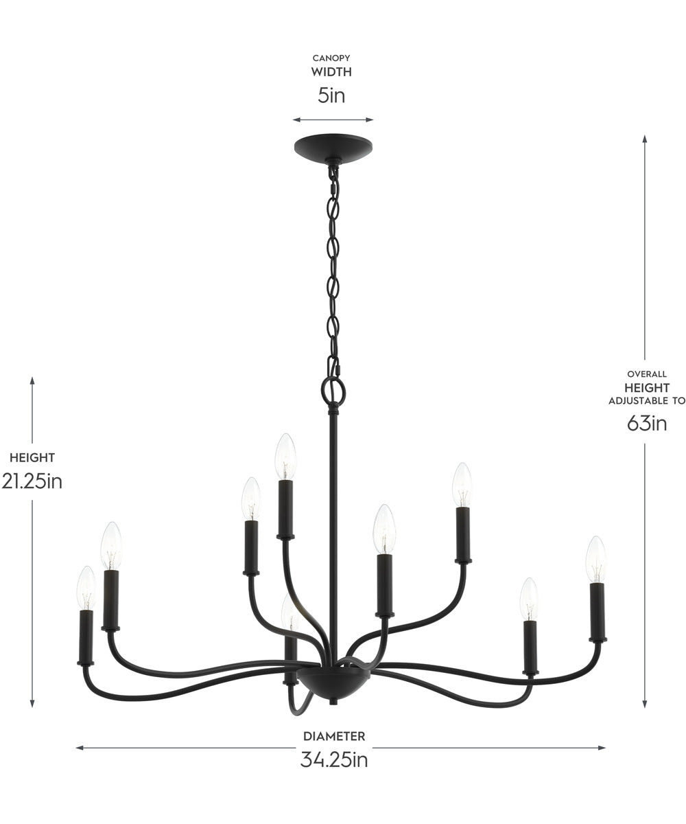 Ilia 9-Light Two-Tier Chandelier Matte Black