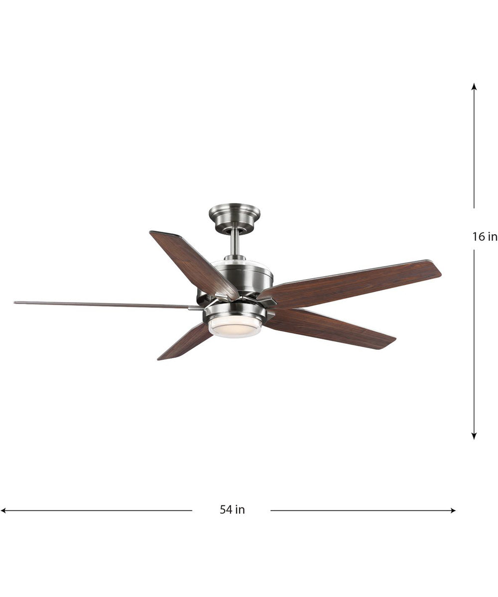 Byars 54" 5-Blade Integrated LED Indoor Ceiling Fan with Light Kit White Opal Shade Remote Control Brushed Nickel