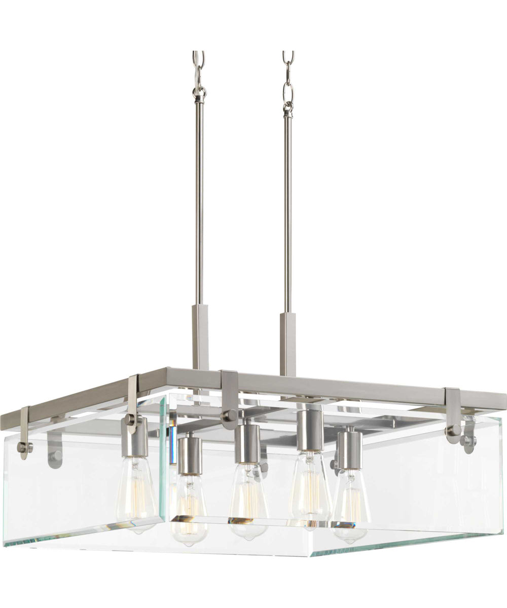 Glayse 5-Light Clear Glass Luxe Pendant Light Brushed Nickel