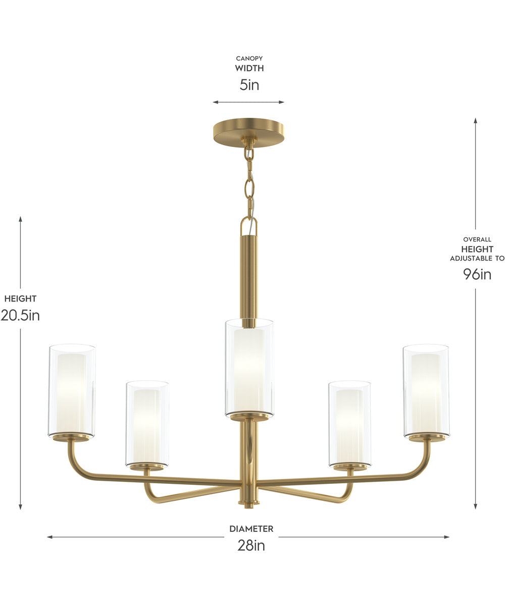 Mack 5-Light Chandelier with Layered Glass Shades Brushed Gold
