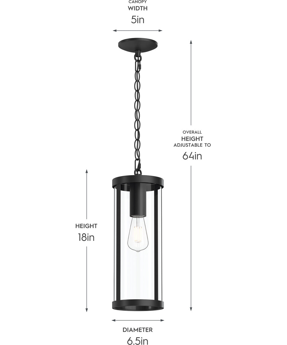 Kagen Outdoor Pendant Light with Clear Glass Panels Matte Black