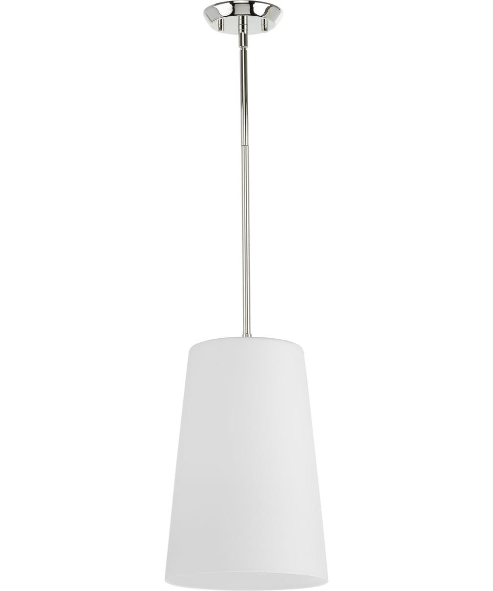 Clarion 1-Light Etched White Pendant P500430 Polished Nickel