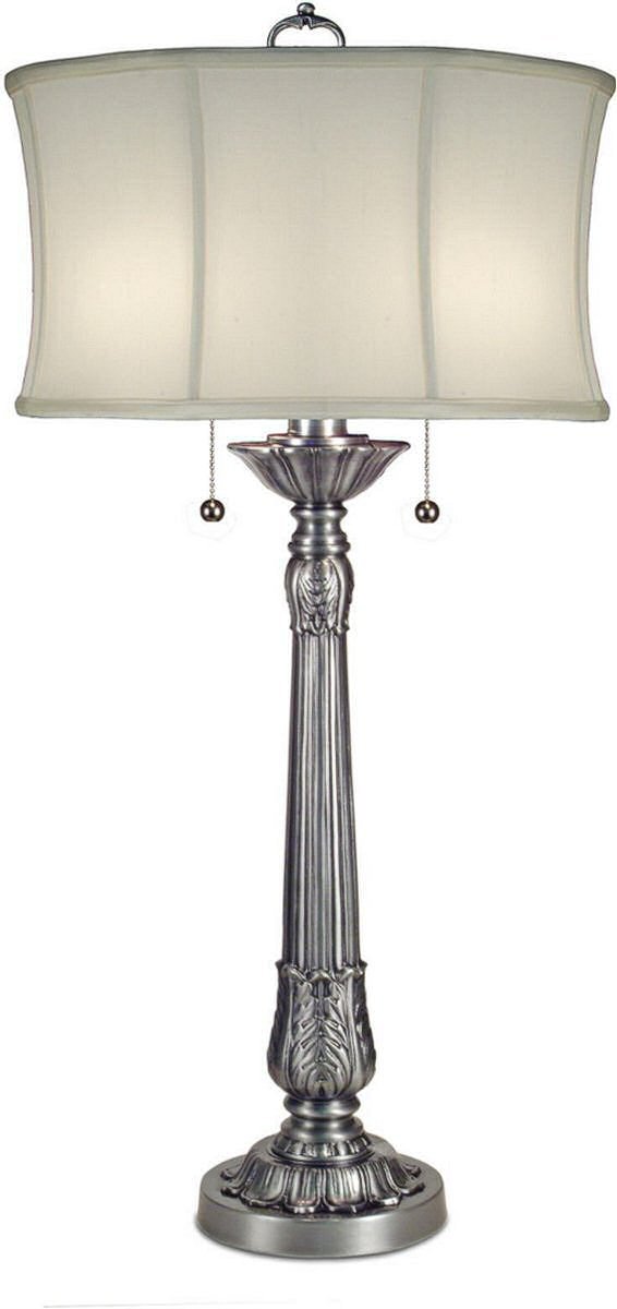 37"H Double Pull Chain Table Lamp Pewter