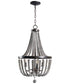 Dumas 16"W 3-Light Golden Bronze Finish Distressed Gray Wood Bead Chandelier by KenroyHome
