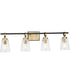 Cassell 4-Light Matte Black Luxe Industrial Bath & Vanity Light Vintage Brass