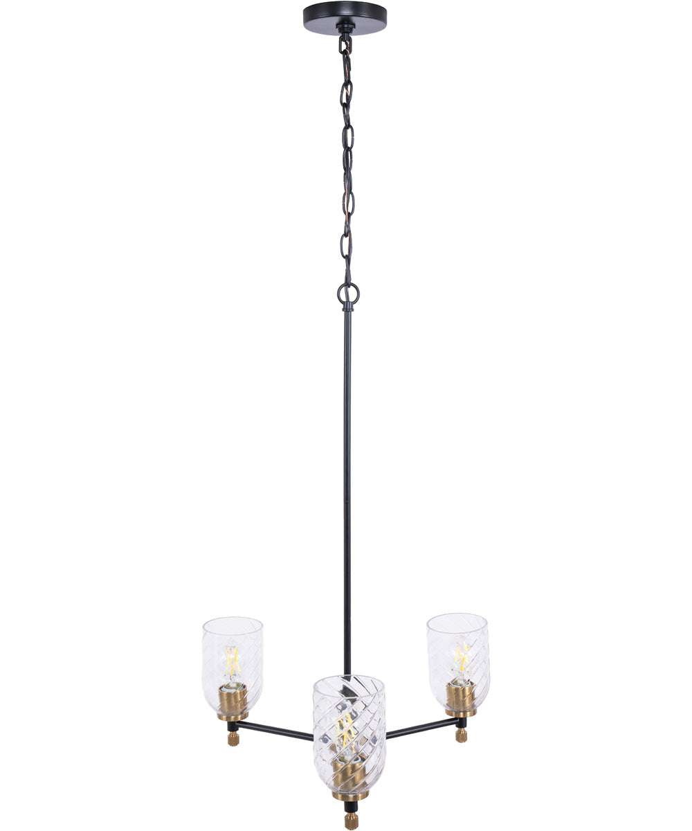 Council 3-Light Lighting Flat Black/Satin Brass
