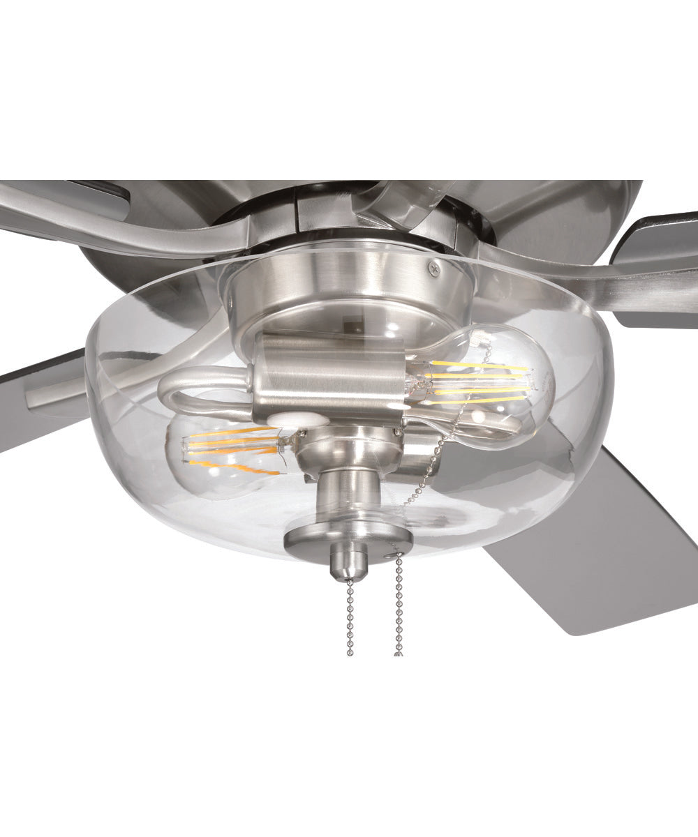 EOS 2 Light Clear Bowl 52" Ceiling Fan 2-Light Fan Brushed Polished Nickel