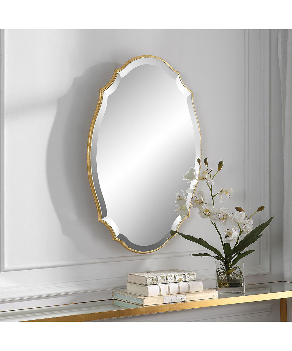 20x30" Wall Mirror Lightly Antiqued with Metallic Gold Leaf