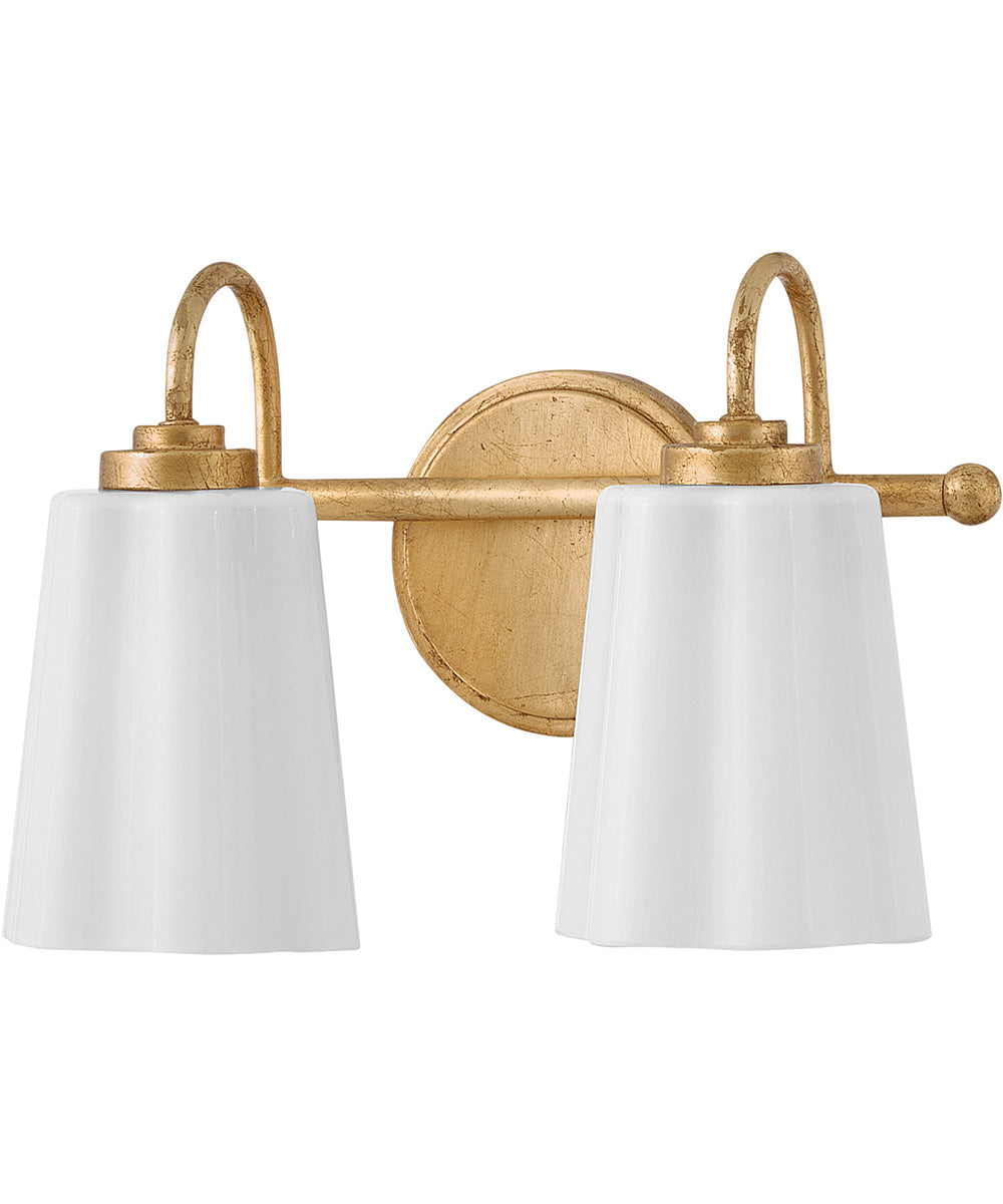 Honey 2-Light Small Two Light Vanity in Distressed Brass