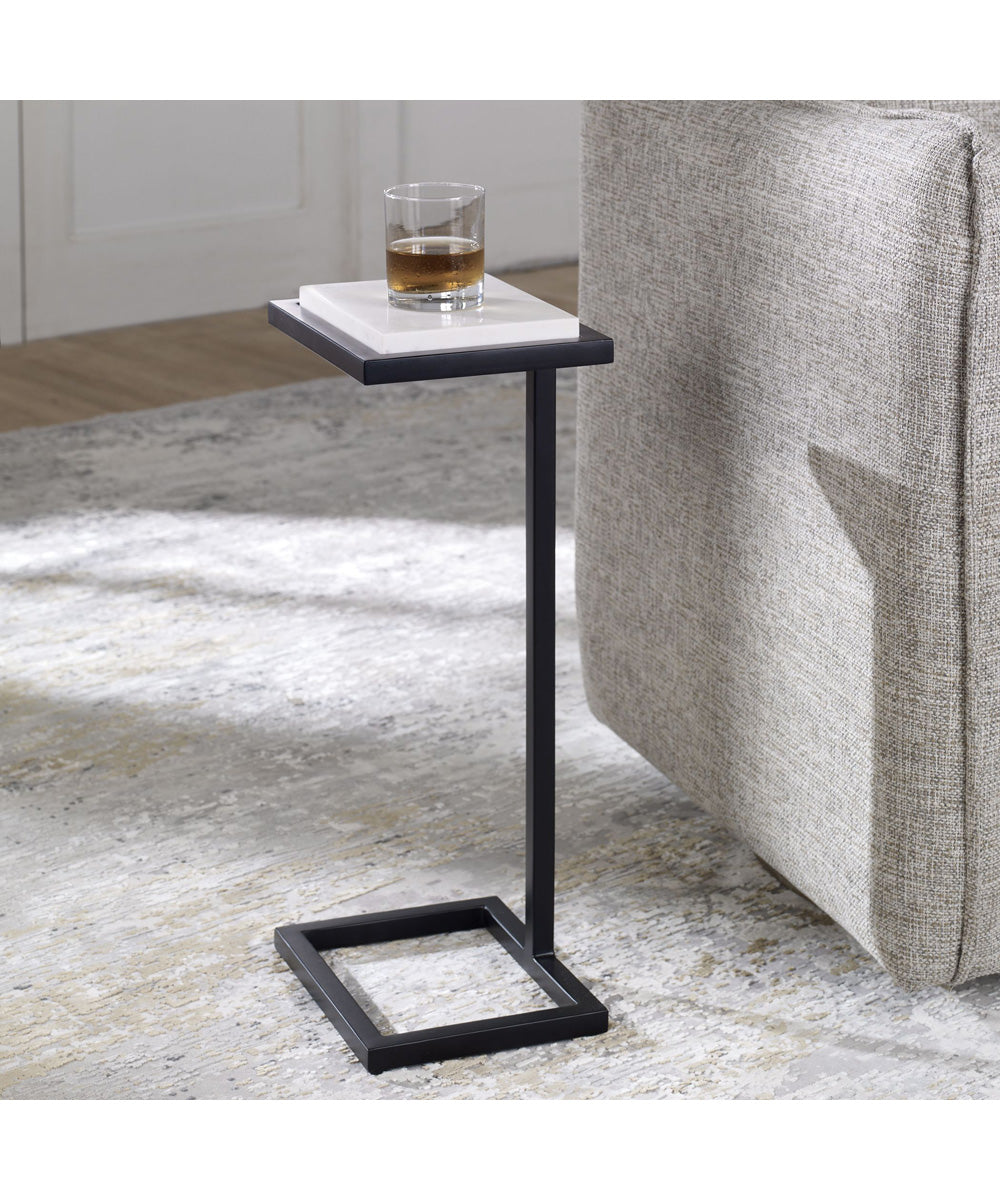 Martini Table in Satin Black with White Polished Marble