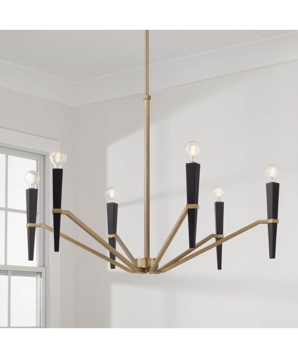 Enzo 6-Light Chandelier Aged Brass and Black