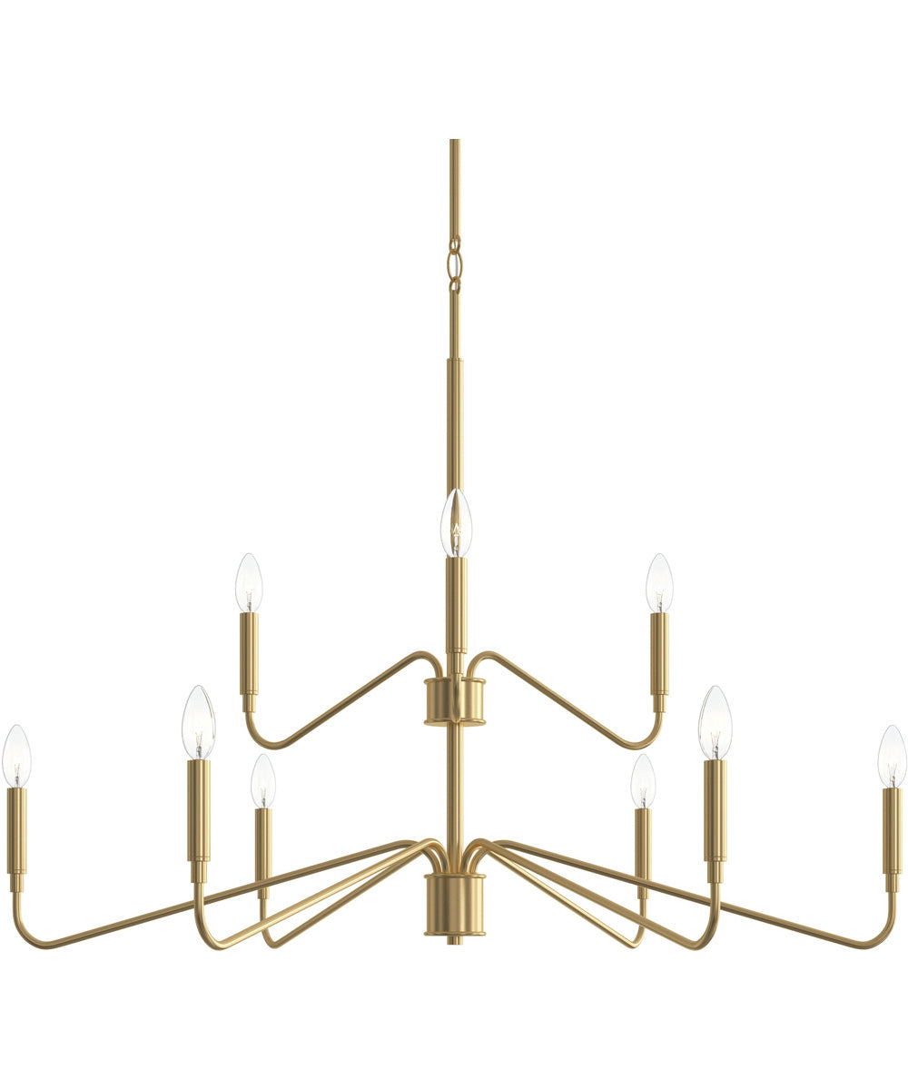 Pilar Two-Tier 9-Light Chandelier Brushed Gold