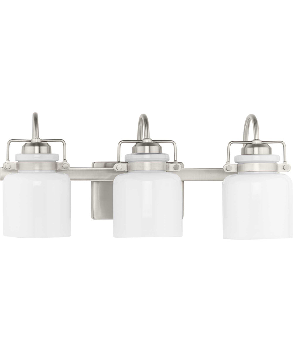 Fessler 3-Light Opal Glass Farmhouse Bath Light Brushed Nickel
