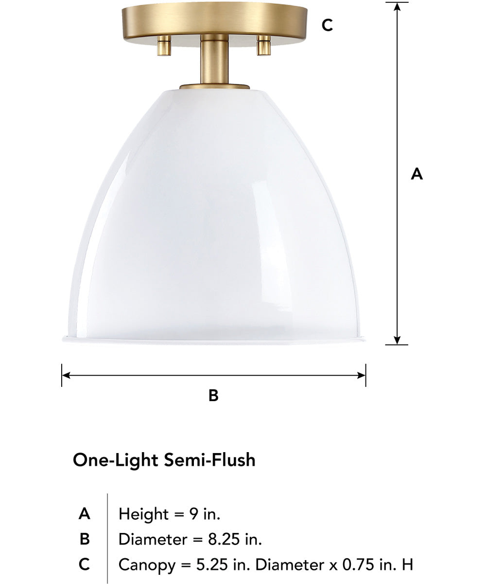 Biba 1 Light Semi Flush  Brushed Gold