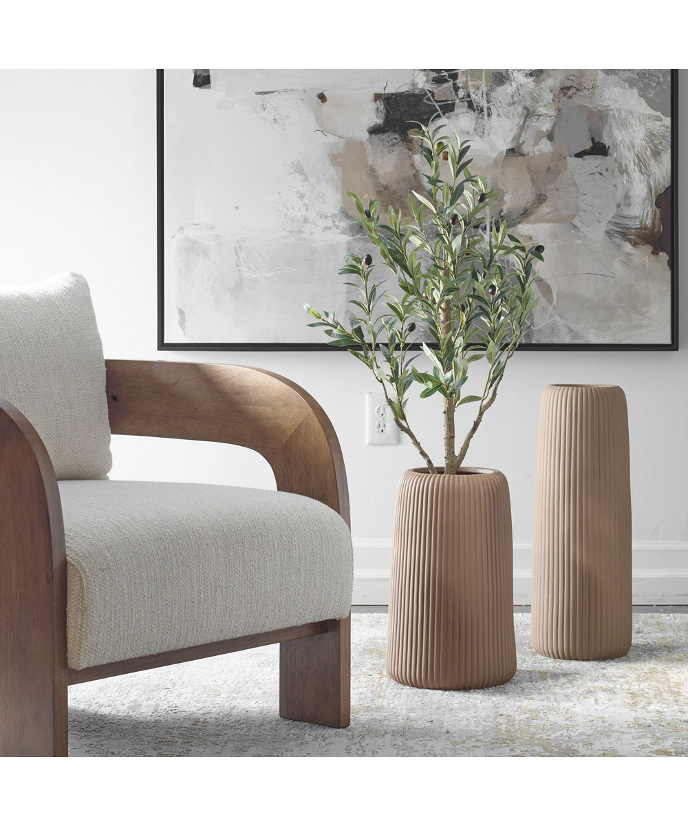 Ridge Light Brown Vases, Set of 2