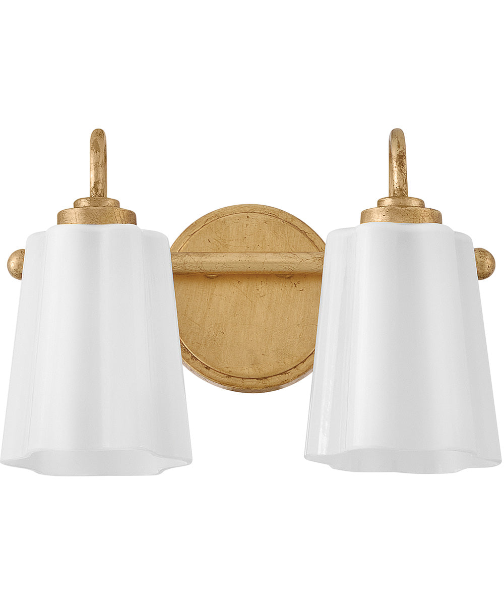 Honey 2-Light Small Two Light Vanity in Distressed Brass