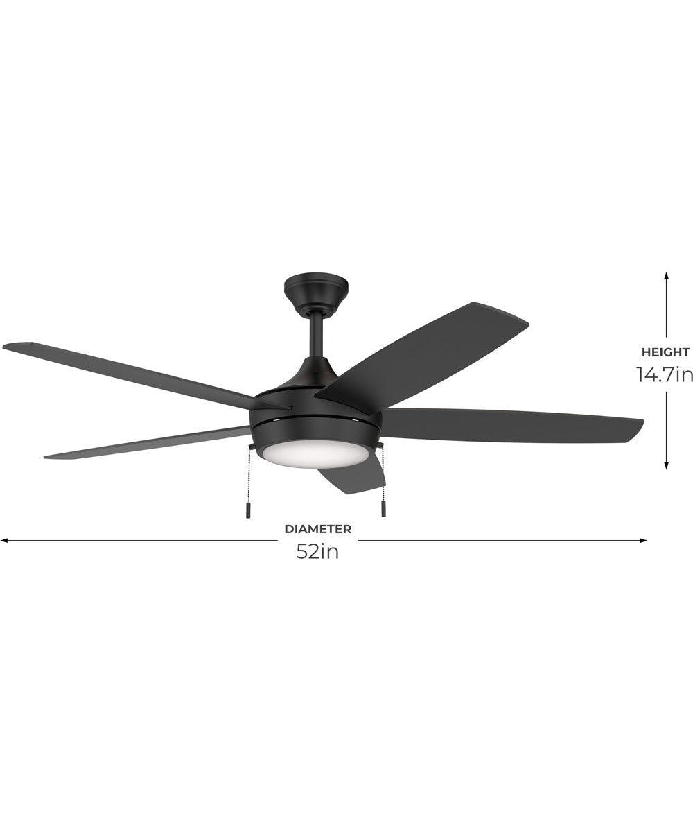 Nolyn V 52 in. 5-Blade Modern LED Ceiling Fan Matte Black