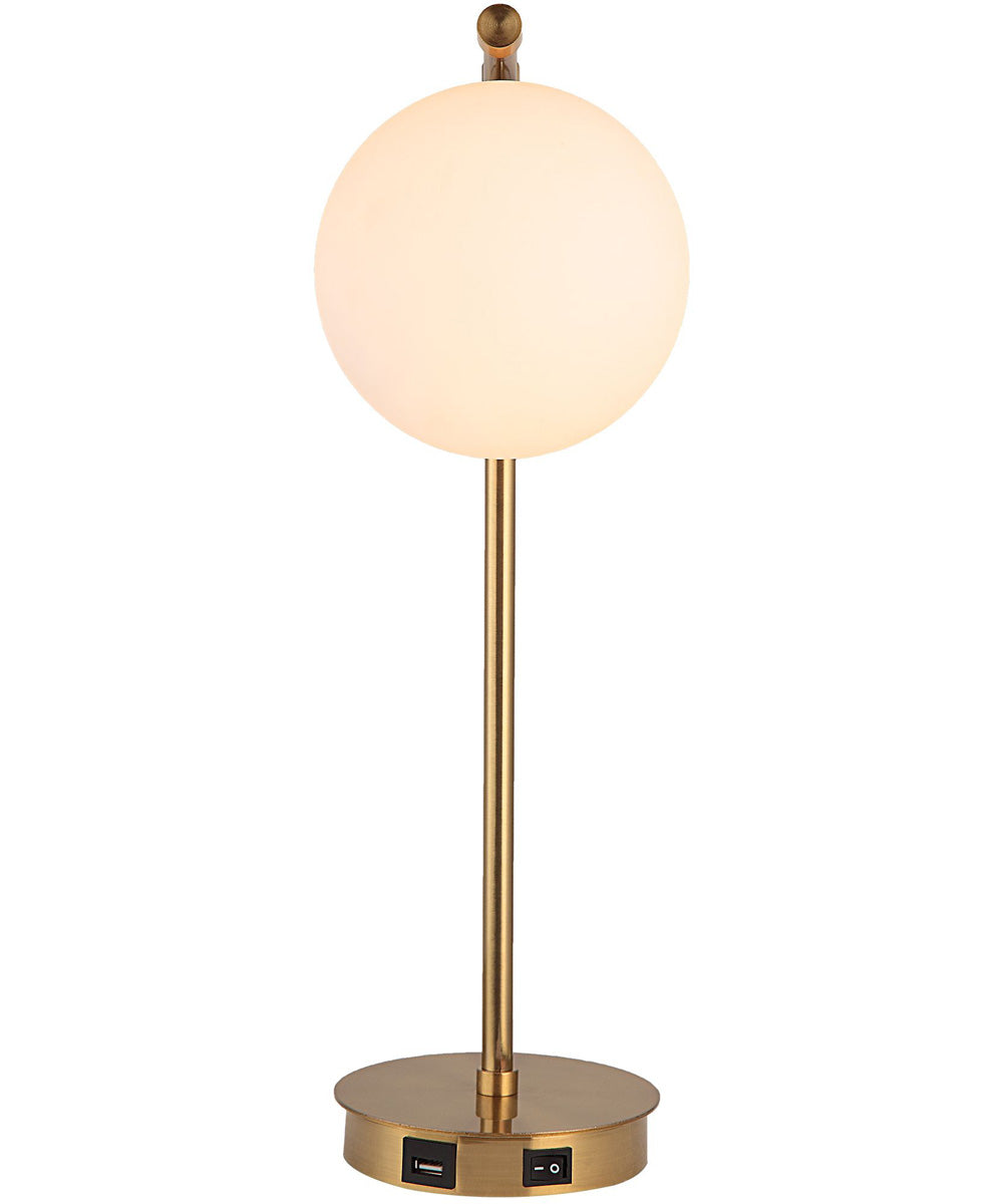 Modern Desk Lamp with White Glass Globe and USB Port