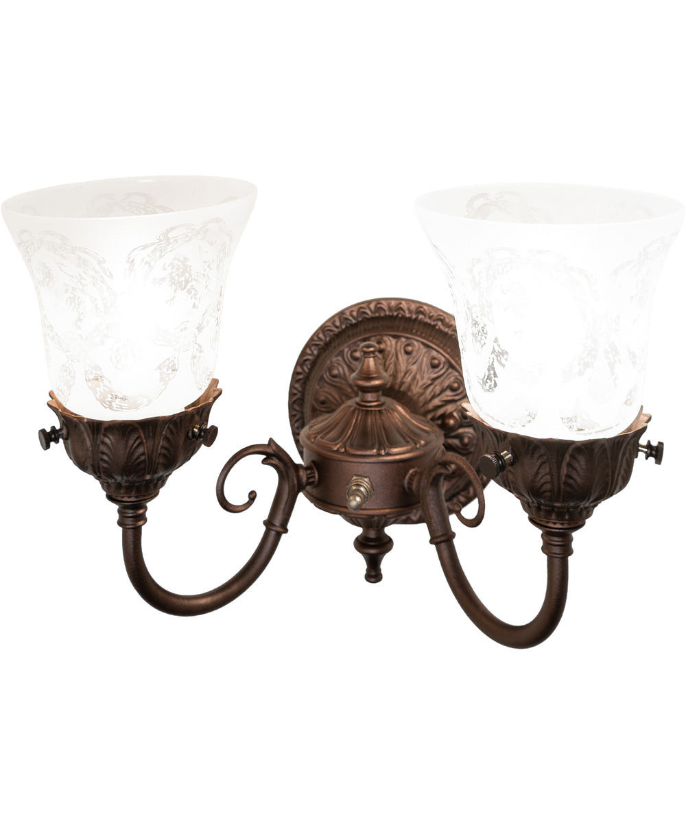 13" Wide Wreath & Garland 2 Light Wall Sconce