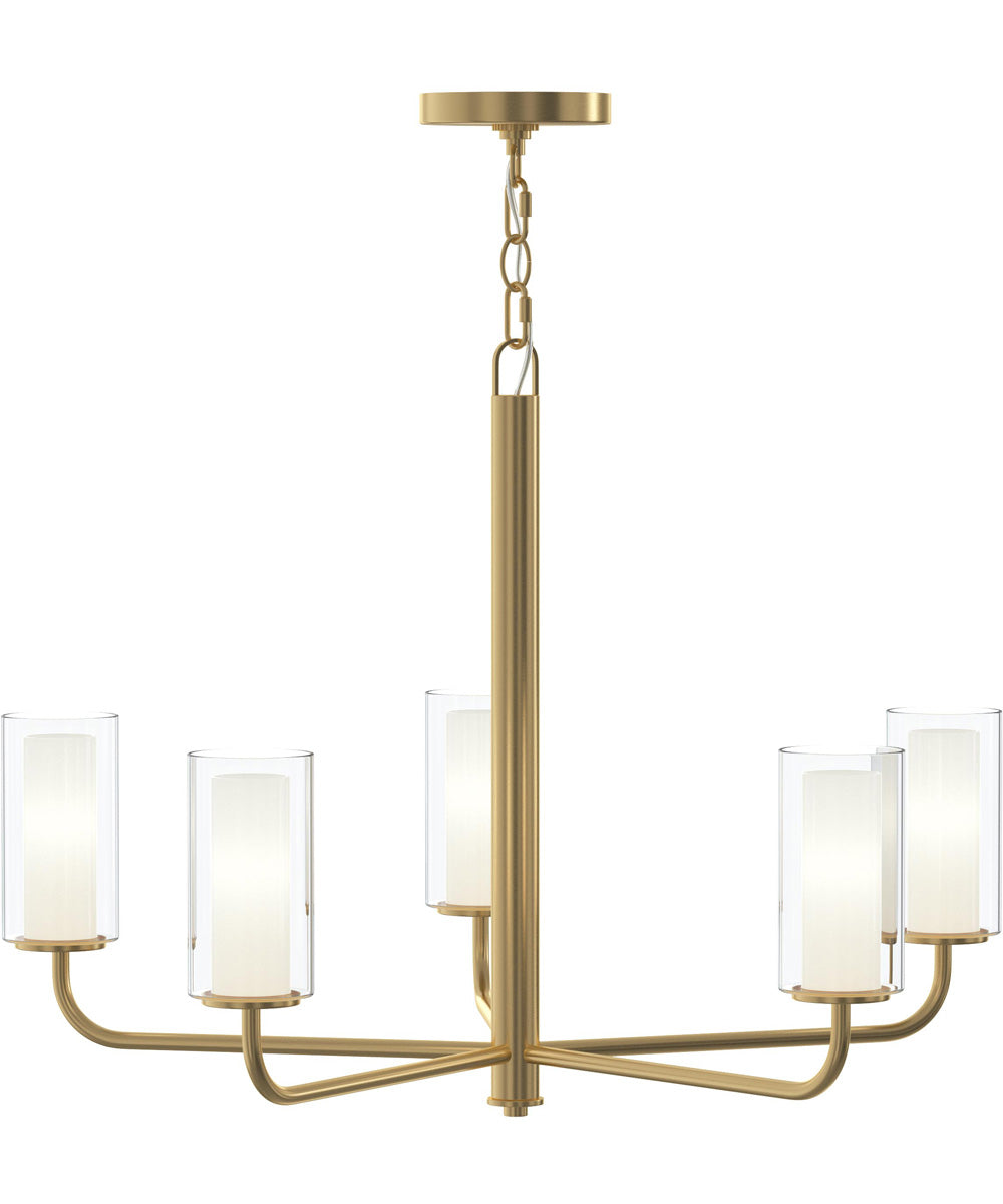 Mack 5-Light Chandelier with Layered Glass Shades Brushed Gold