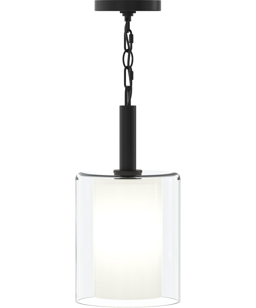 Mack 1-Light Pendant with Layered Glass Shade Matte Black