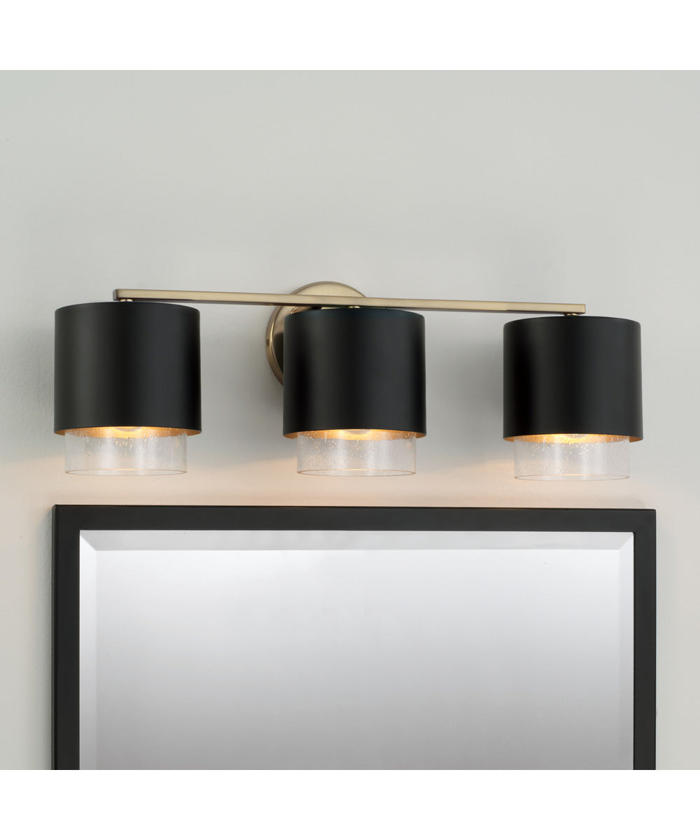 Weller 3-Light Vanity Matte Brass and Black