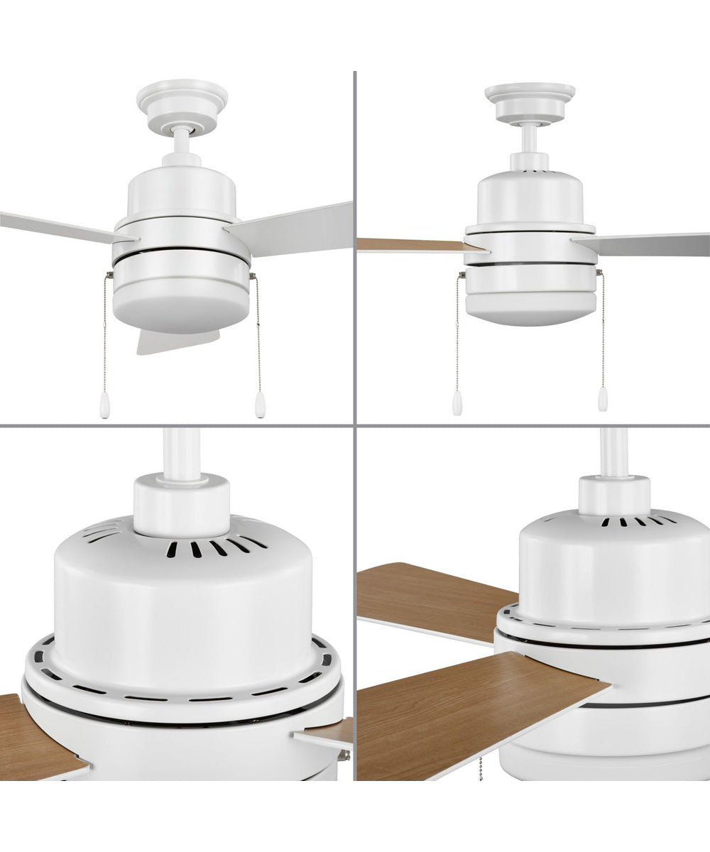 Trevina V 52" 3-Blade Indoor Ceiling Fan with Light Kit White Opal Shade Satin White