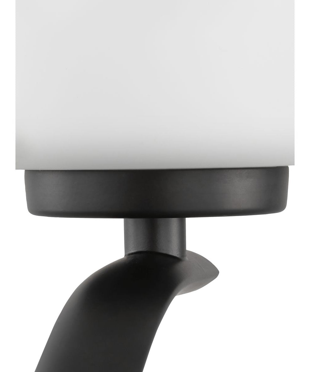Adley 3-Light Etched White Glass Semi-Flush Convertible Light Matte Black