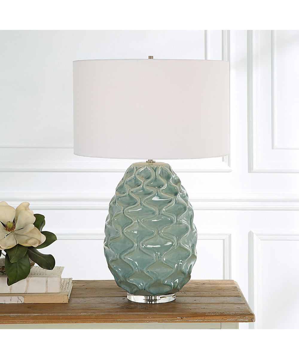 Laced Up Sea Foam Glass Table Lamp