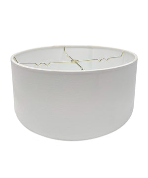 Hardback Shallow Drum Lampshade White Linen Fabric, 14x14x7