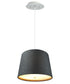 14" W 2 Light Pendant Granite Gray Burlap Shade with Diffuser, White Cord