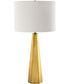 Hexagon Ceramic Gold Table Lamp with White Linen