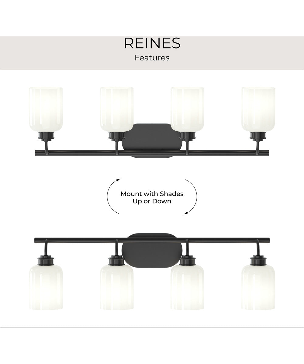 Reines 4-Light Bath Vanity with Opal Glass Shades Matte Black