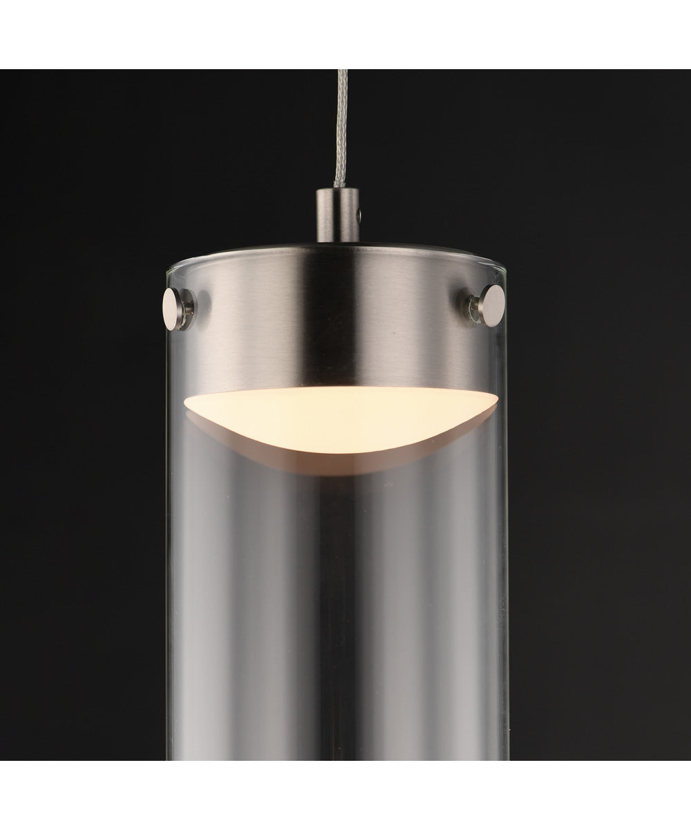 Highball Clear LED Mini Pendant Satin Nickel