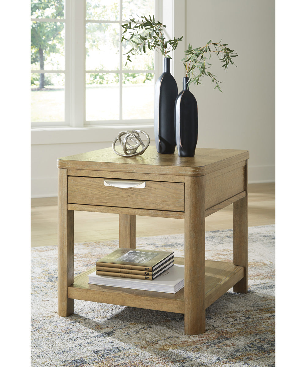 Rencott Rectangular End Table Light Brown