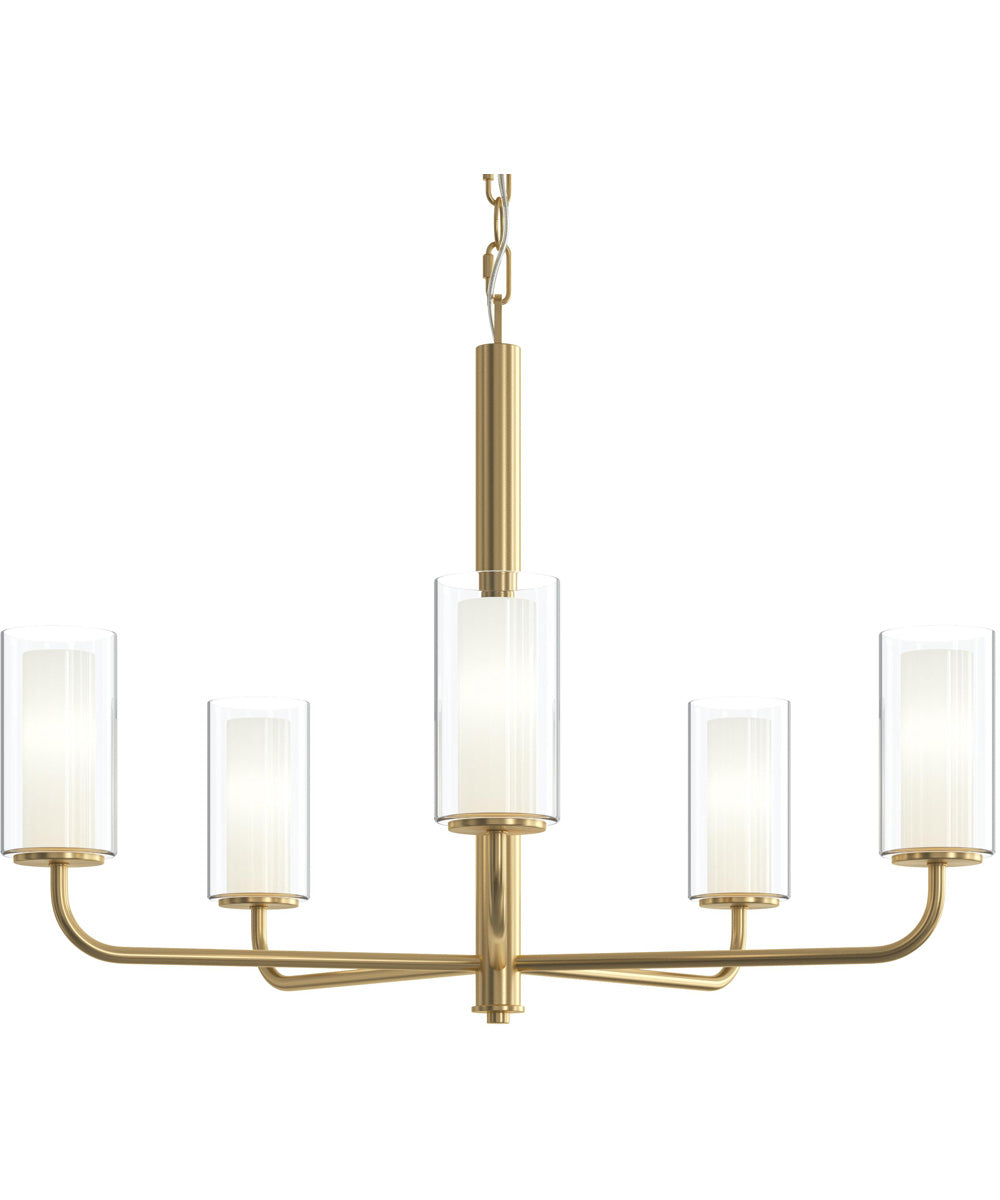 Mack 5-Light Chandelier with Layered Glass Shades Brushed Gold