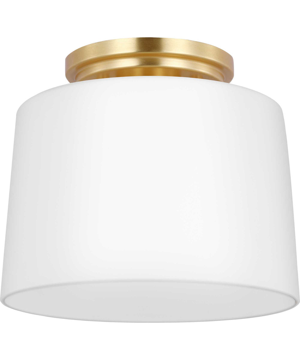 Adley 1-Light Etched Opal  Glass New Traditional Flush Mount Light Satin Brass