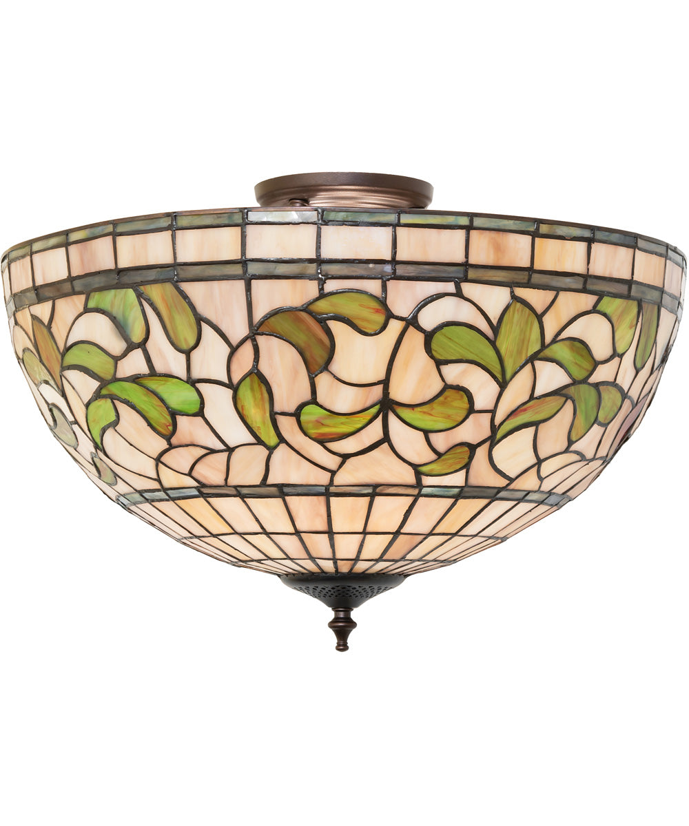 20" Wide Tiffany Turning Leaf Semi-Flushmount