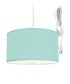 2 Light Swag Plug-In Pendant 16"w Island Paradise Linen Drum with Diffuser, White Cord