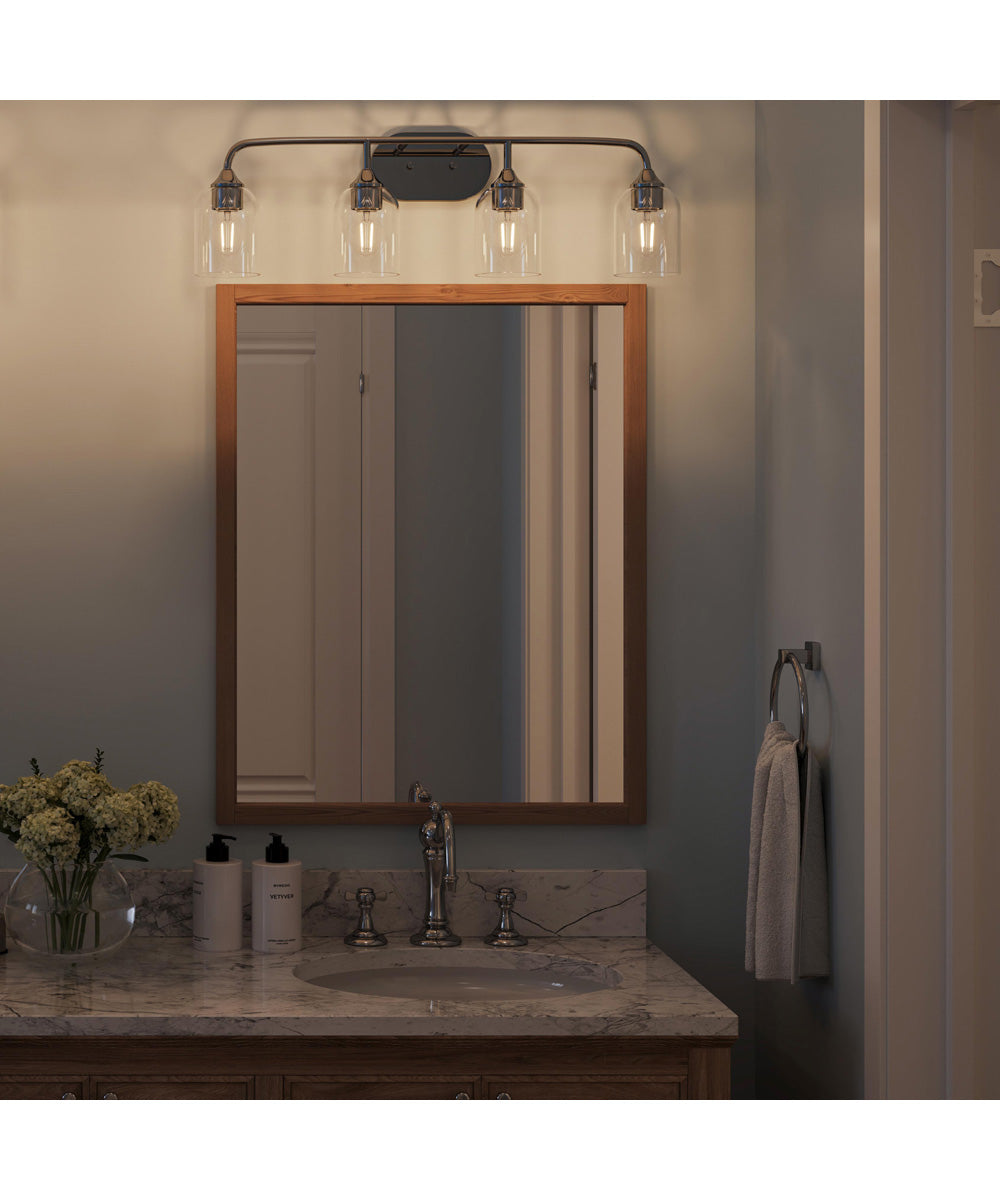 Ilia 4-Light Bath Vanity with Clear Glass Shade Polished Chrome