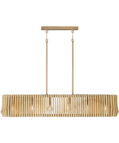 Archer 6-Light-Linear Chandelier Blonde Wood and Matte Brass