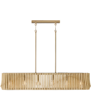 Archer 6-Light-Linear Chandelier Blonde Wood and Matte Brass