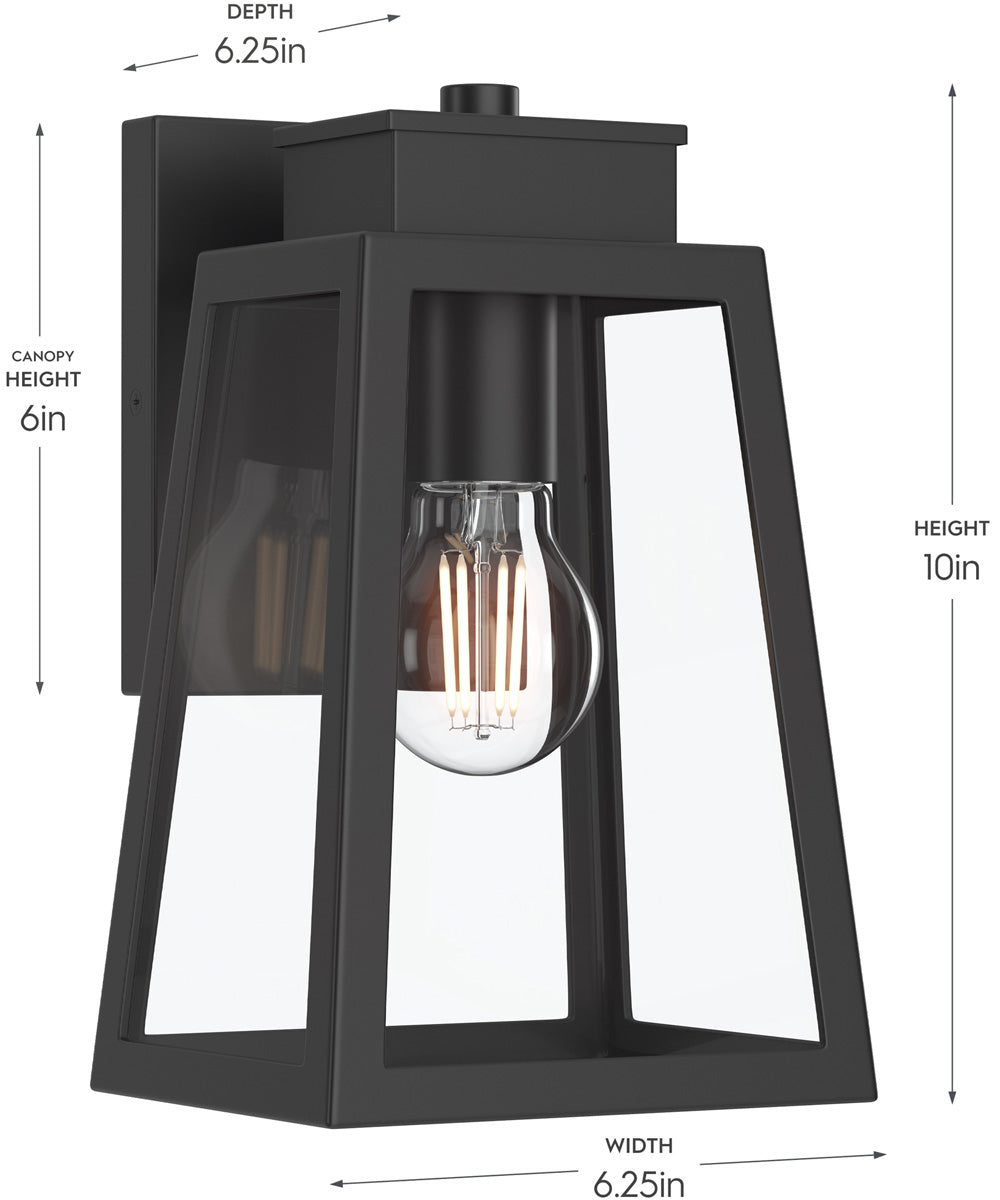 Hedry Small Outdoor Wall Lantern with Clear Glass Panels Matte Black